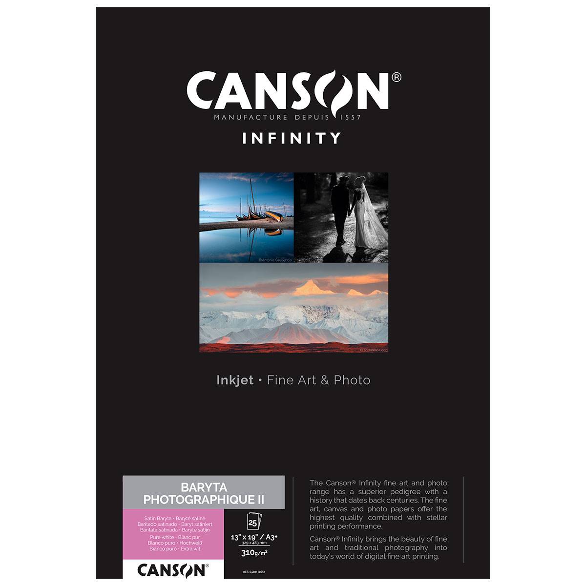 CANSON Infinity Papier Baryta Photographique II 310g A3+ 25 feuilles