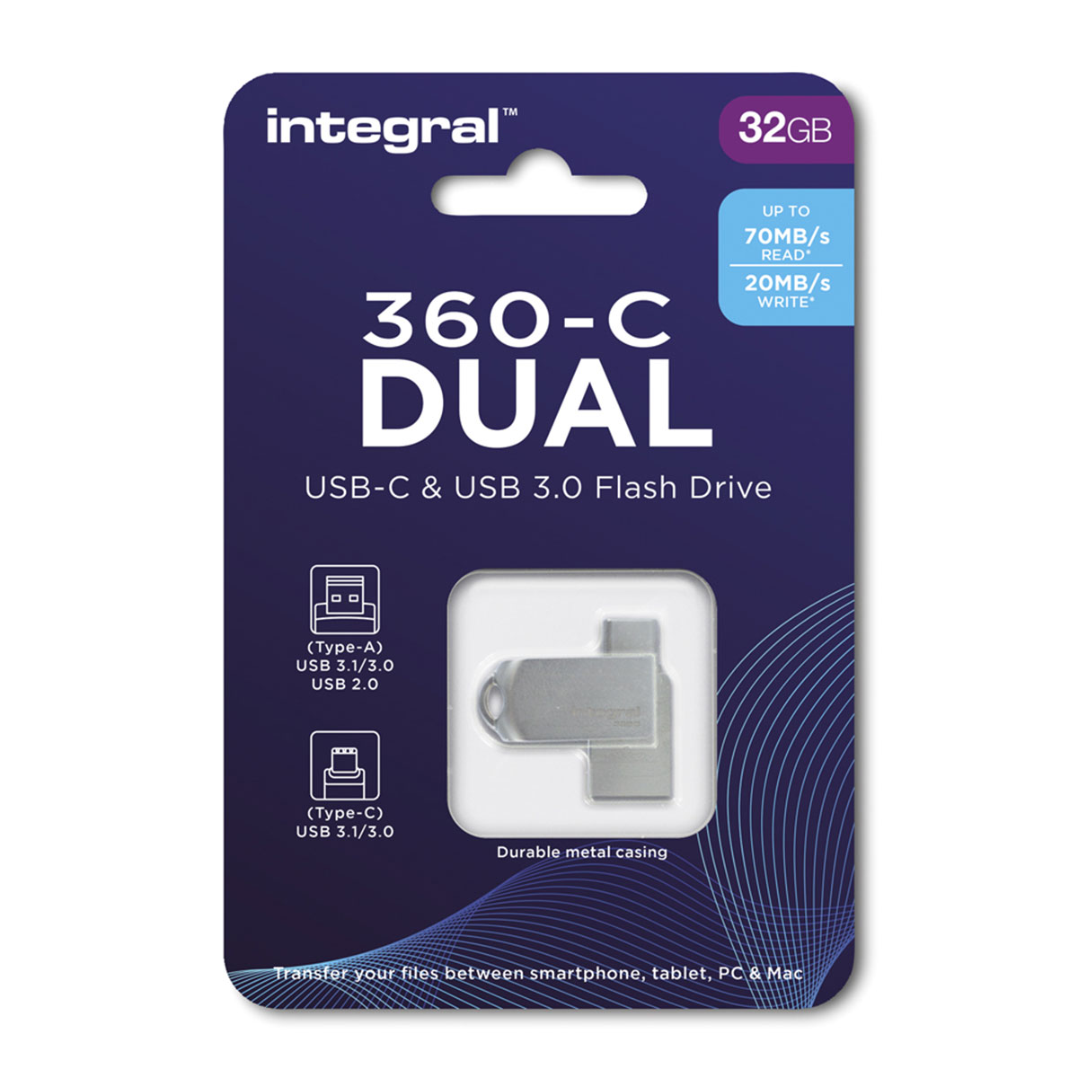 INTEGRAL Clé USB 360-C Dual USB 3.0 et USB-C 32 GB