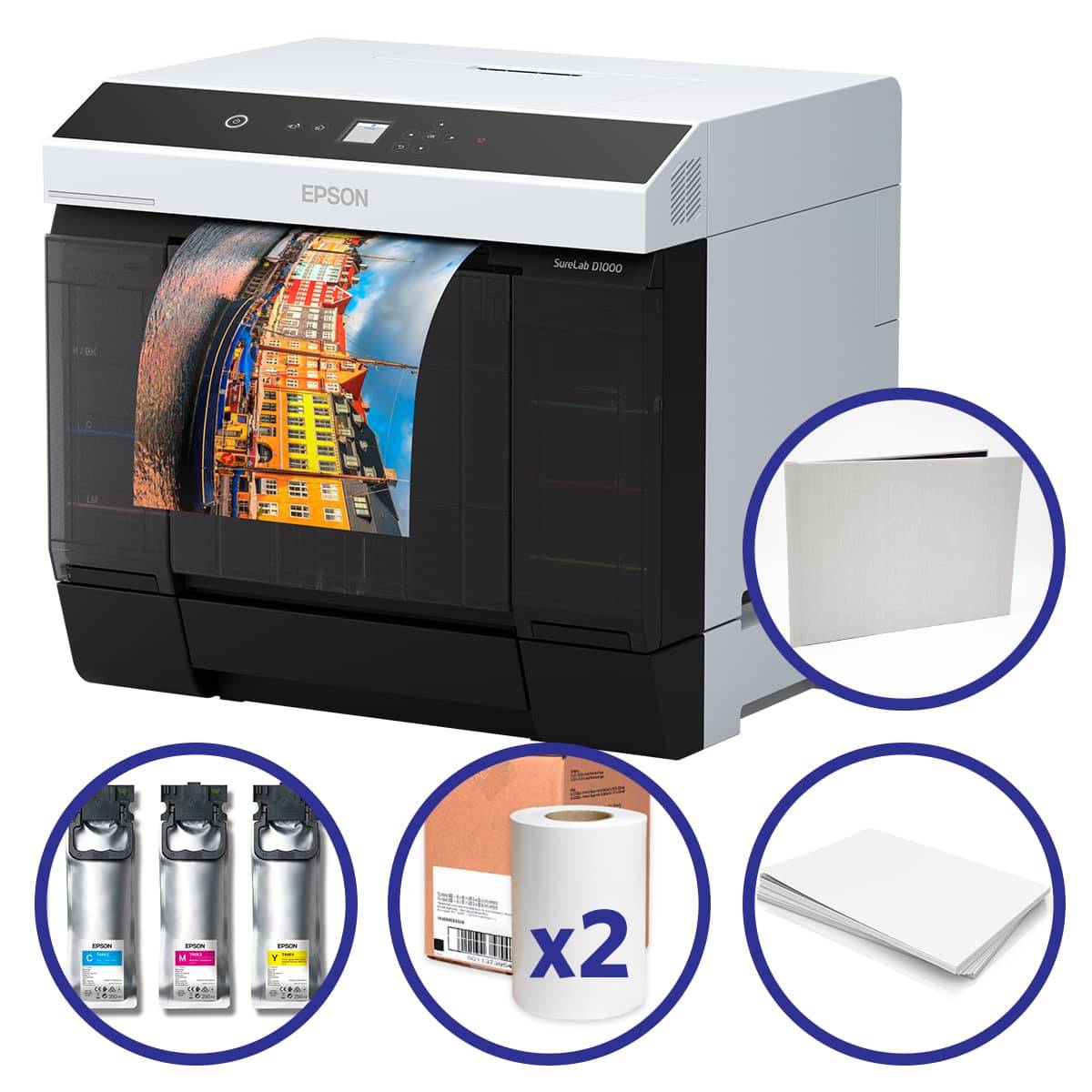 EPSON SureLab D1000A+ Encres + 2 rouleaux 152B + Feuilles + Album