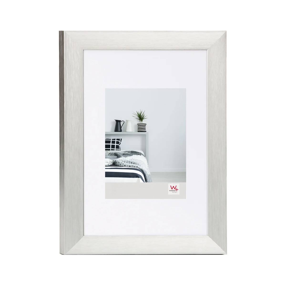 WALTHER Cadre alu brossé Aluline 15x20cm - Couleur Argent - Lot de 4