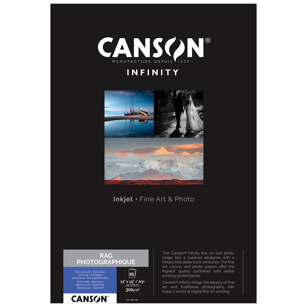 CANSON Infinity Papier Rag Photographique 310g A3+ 25 feuilles