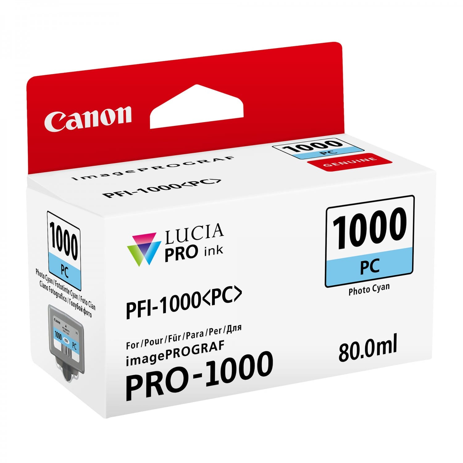 Cartouche PFI-1000PC CYAN PHOTO pour imagePROGRAF PRO-1000 (80ml)