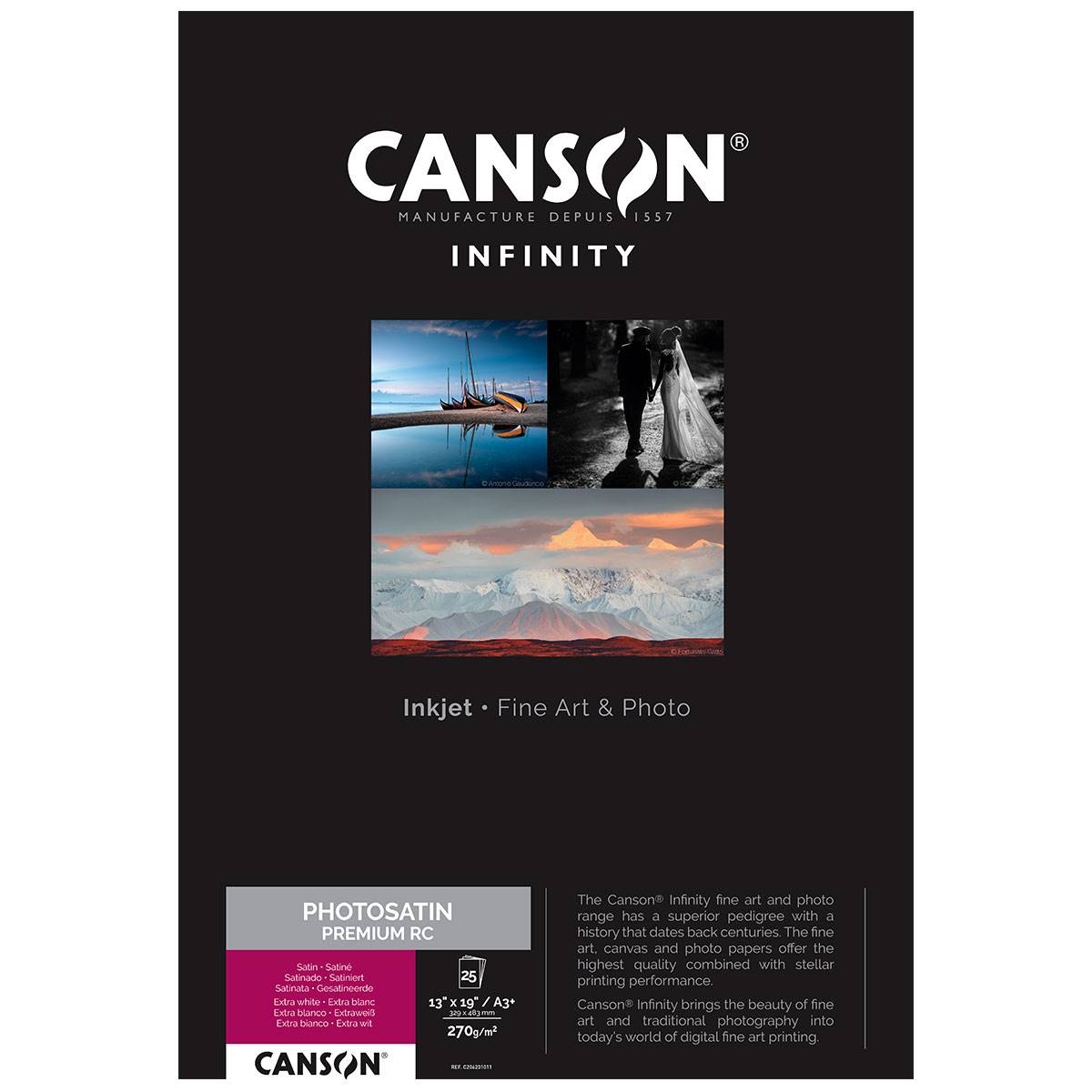 CANSON Infinity Papier PhotoSatin Premium RC 270g A3+ 25 feuilles